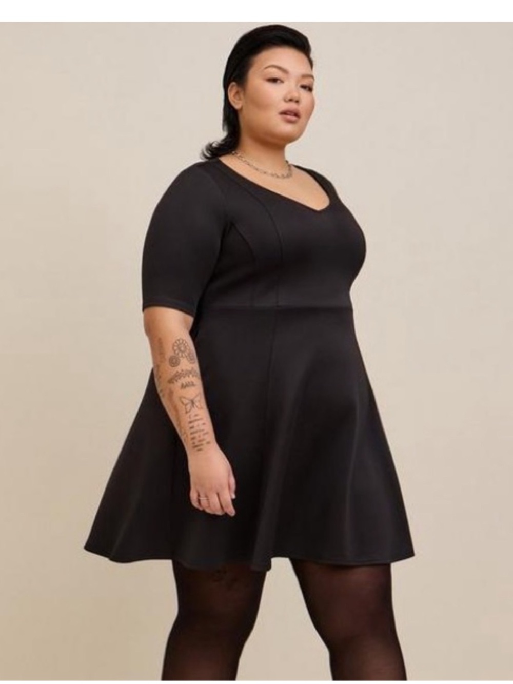 torrid Black Fluted Fit & Flare Mini Dress
